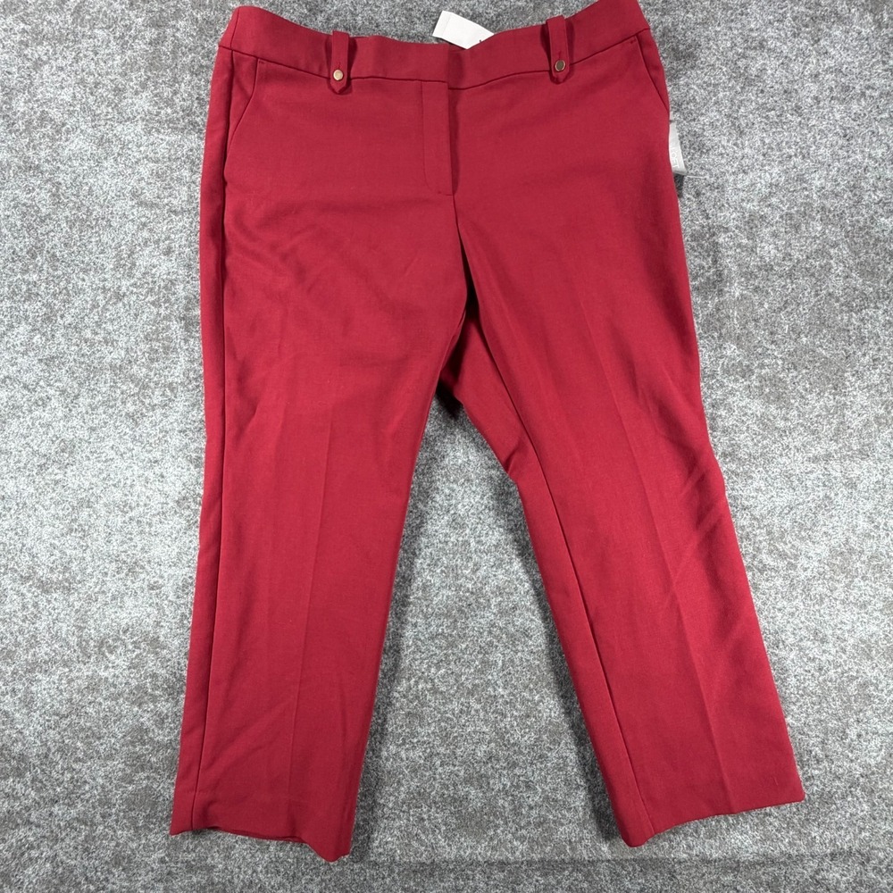 NWT Loft Curvy Slim Fit Dress Pants Womens 18 Red Modern Classic Straight Leg